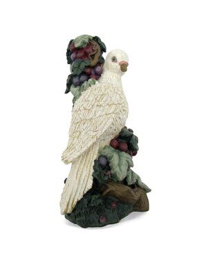 White Dove CANDLE HOLDER Grape Vine Detailing 1997 Resin Home Decor 8 Inches